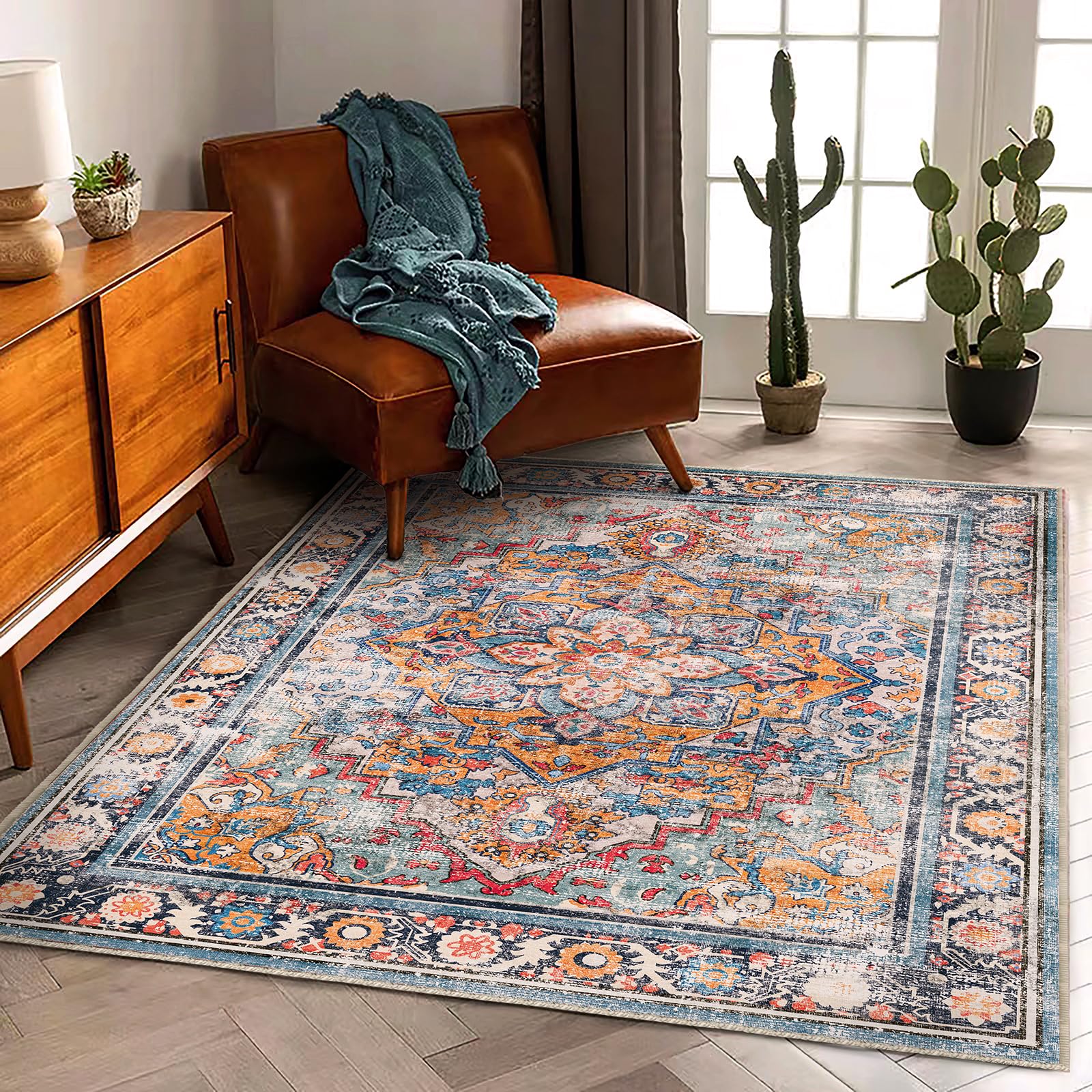 Amazon.com: CHAMPLANT 6'x9' Washable Vintage Area Rug Boho Chic
